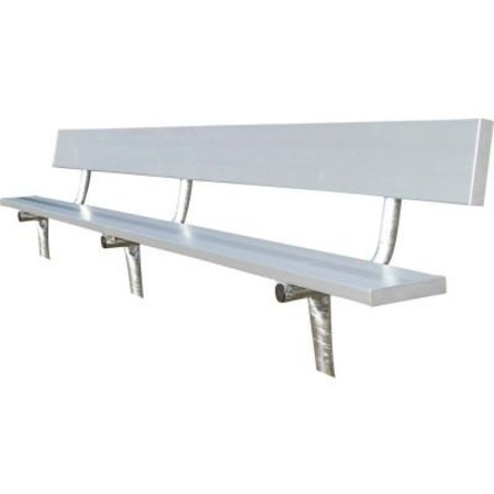 GT GRANDSTANDS BY ULTRAPLAY 7'6" Aluminum Team Bench with Back and Galvanized Steel Frame, In Ground Mount BE-PB00706